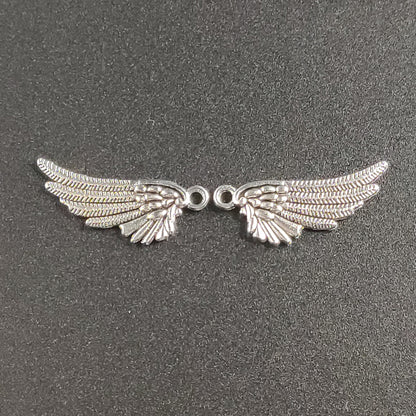 10 Pieces Silver Wings Charms