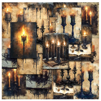 20 Sheets Dark Gothic Candles A6 Paper Decor