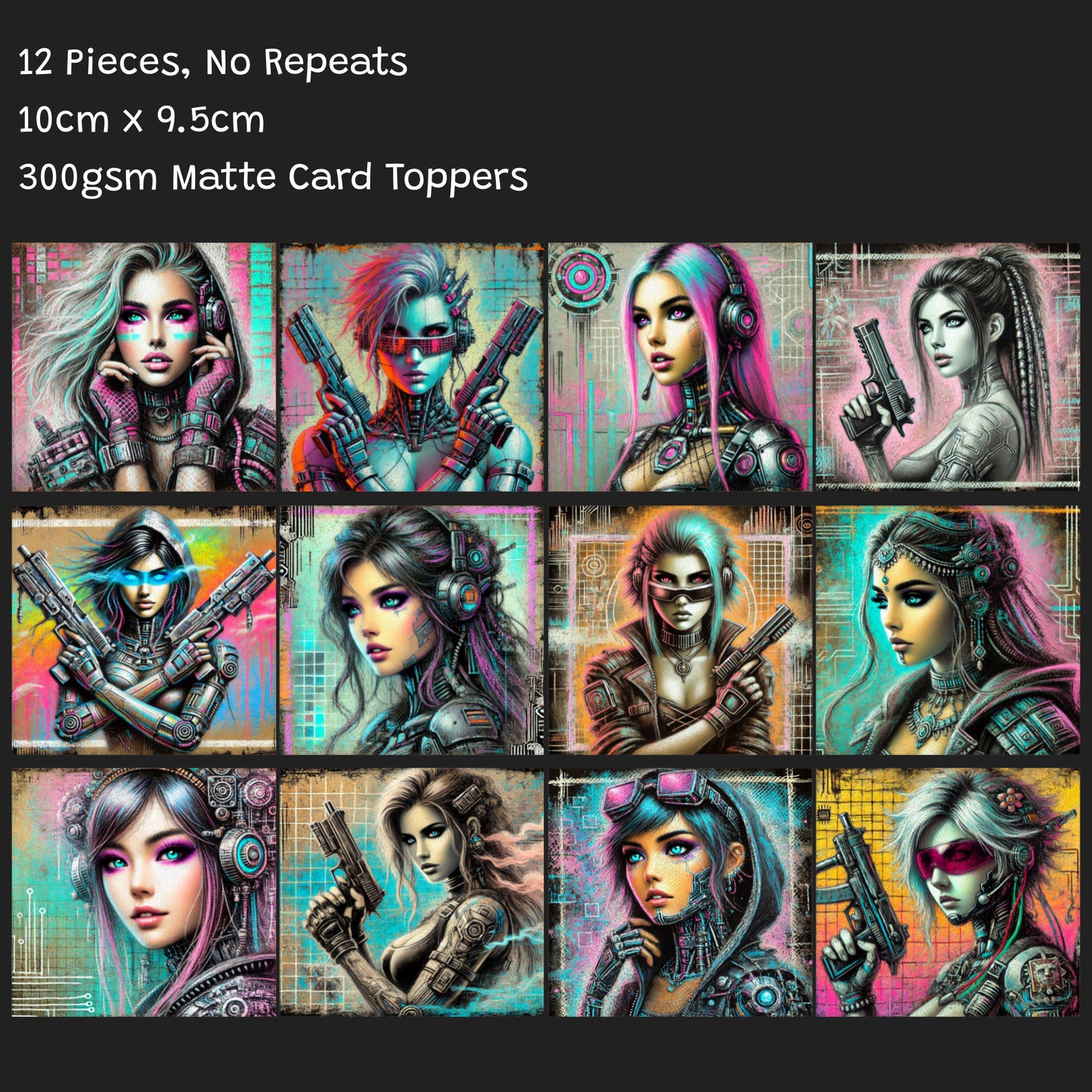 12 Pieces Women Of Cyberpunk Card Toppers