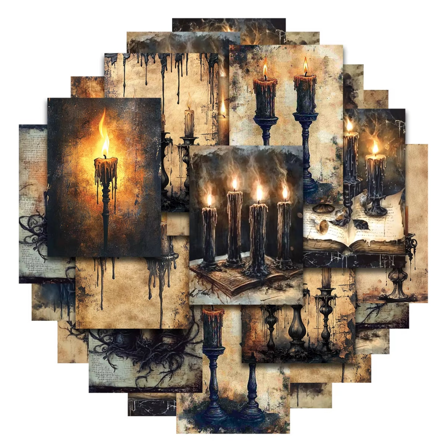 20 Sheets Dark Gothic Candles A6 Paper Decor