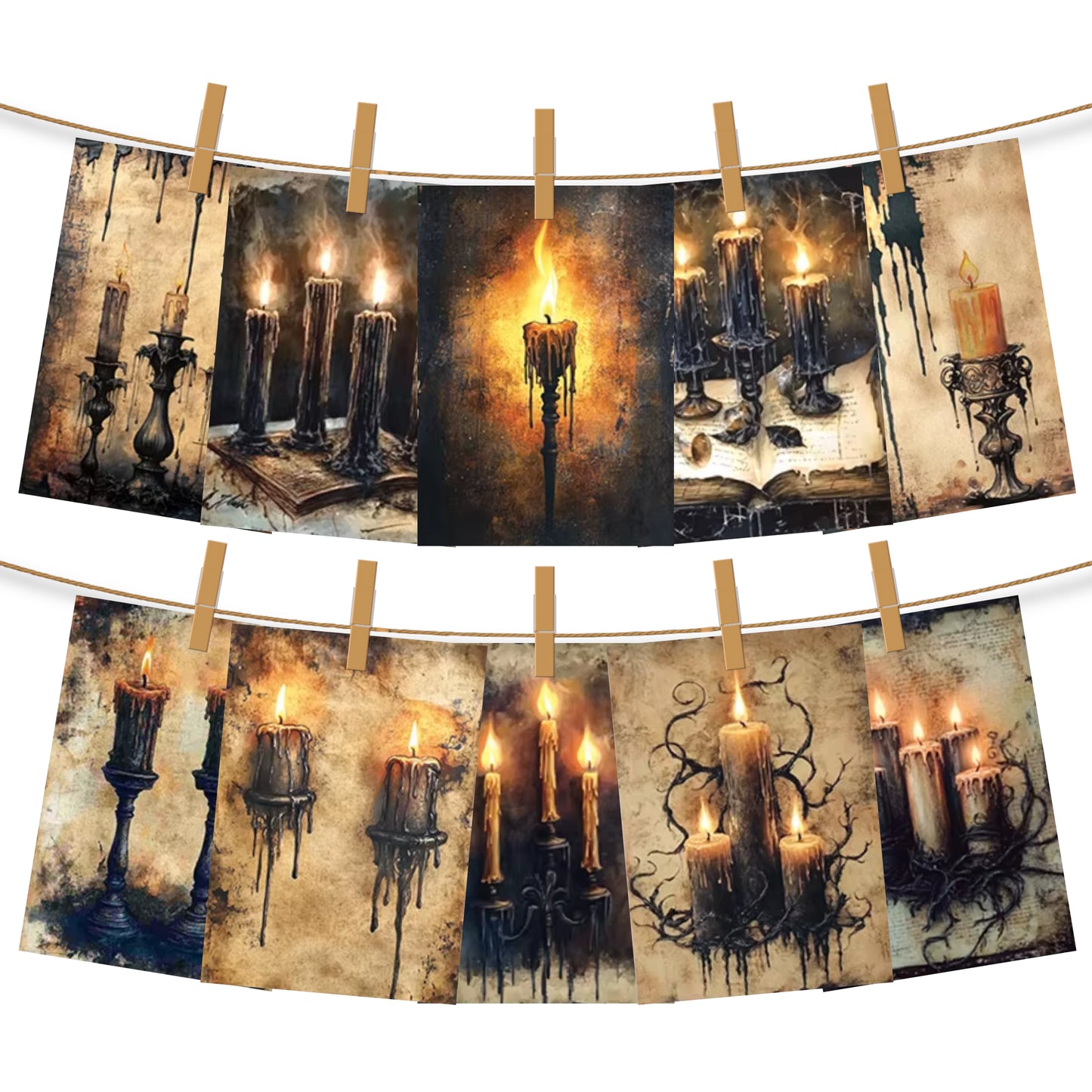 20 Sheets Dark Gothic Candles A6 Paper Decor