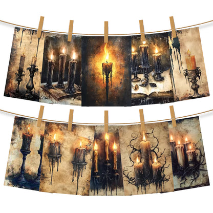 20 Sheets Dark Gothic Candles A6 Paper Decor