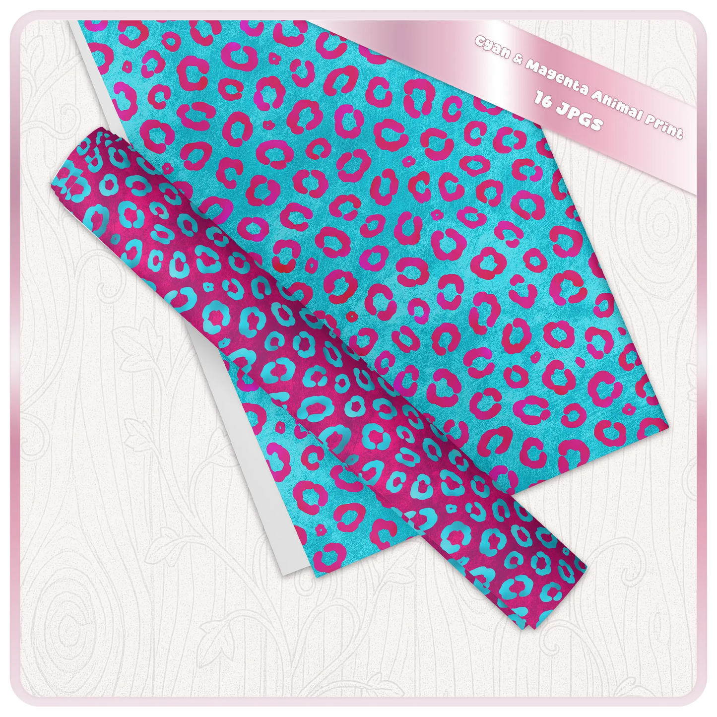Leopard print seamless digital paper shown as printable craft sheet mockup