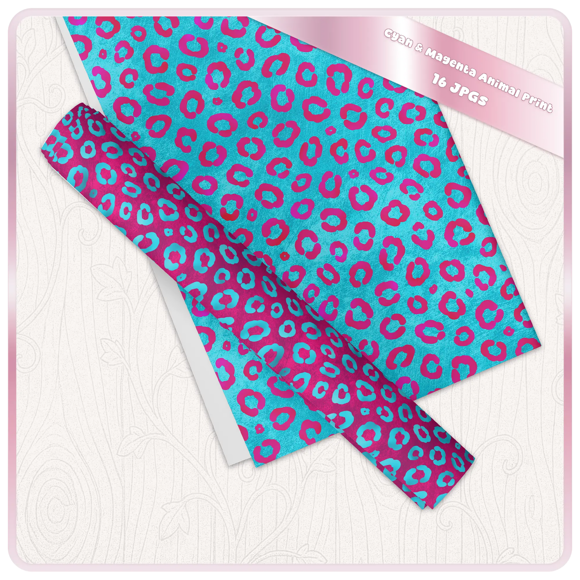 Leopard print seamless digital paper shown as printable craft sheet mockup