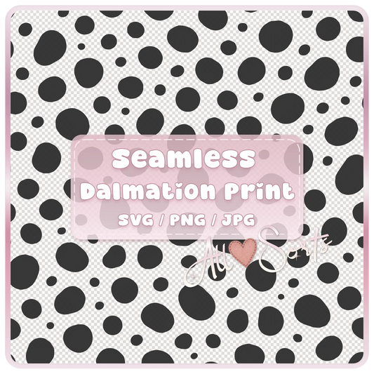Seamless dalmatian print pattern black spots on transparent background SVG PNG JPG digital download preview