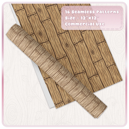 Seamless oak wood digital paper mockup showing rustic wooden plank patterns for crafts, scrapbooking and backgrounds