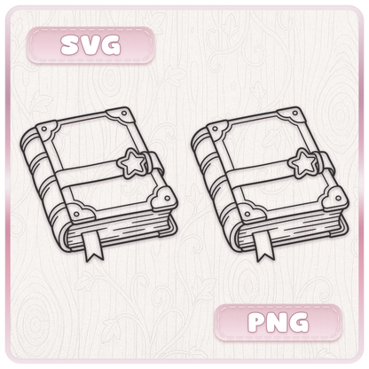 Story book SVG and PNG digital download preview showing vintage book line art supplied as scalable SVG vector and transparent PNG clipart
