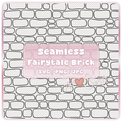 Seamless Fairytale Brick Pattern SVG PNG JPG digital download with hand drawn rounded brick wall background by All Sorts.