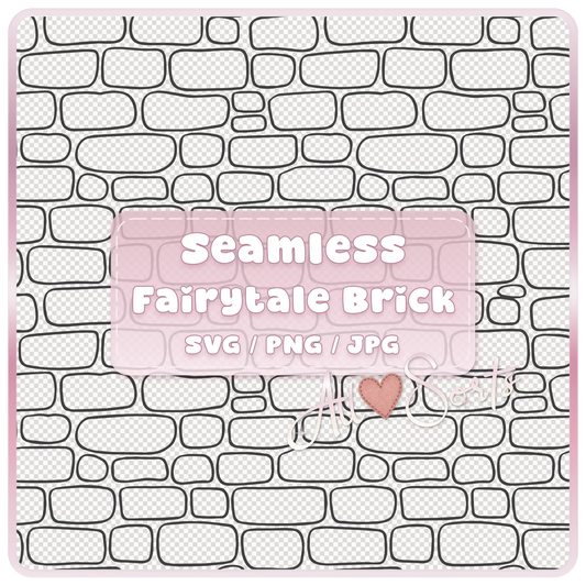 Seamless Fairytale Brick Pattern SVG PNG JPG digital download with hand drawn rounded brick wall background by All Sorts.