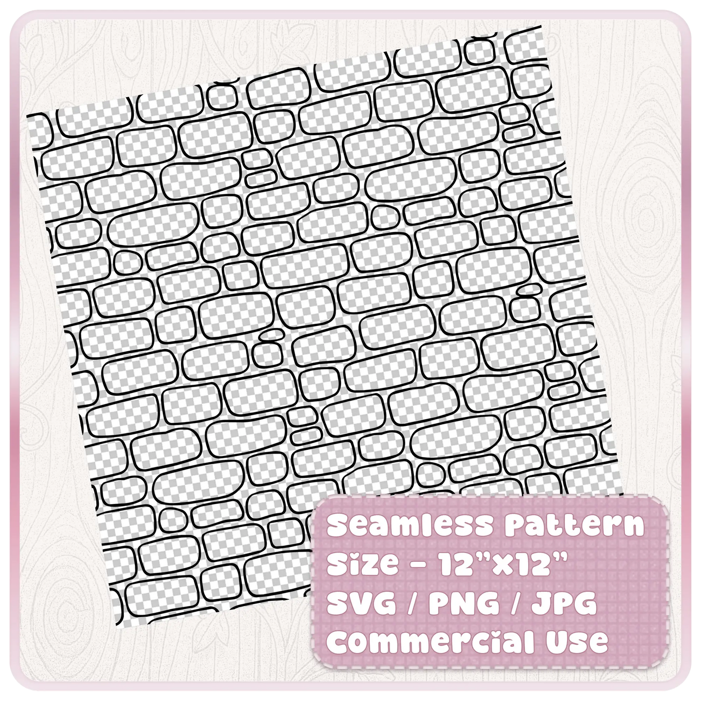 12 x 12 seamless fairytale brick wall pattern digital download in SVG PNG and JPG formats for commercial craft use.