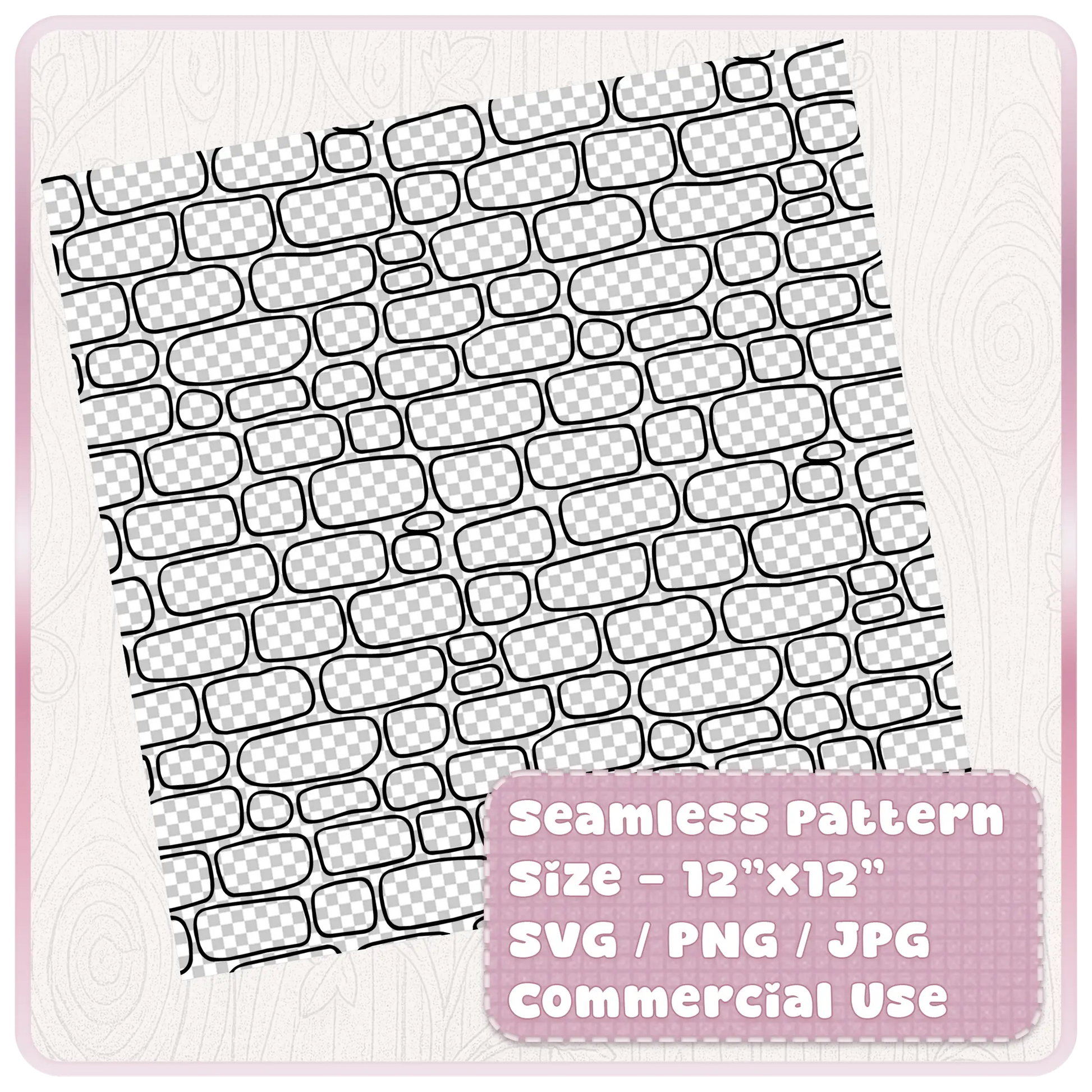 12 x 12 seamless fairytale brick wall pattern digital download in SVG PNG and JPG formats for commercial craft use.
