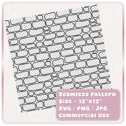 12 x 12 seamless fairytale brick wall pattern digital download in SVG PNG and JPG formats for commercial craft use.