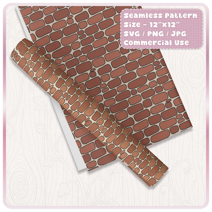 Recolourable fairytale brick seamless pattern mockup on printed sheets and strips for craft, scrapbooking and digital design projects.