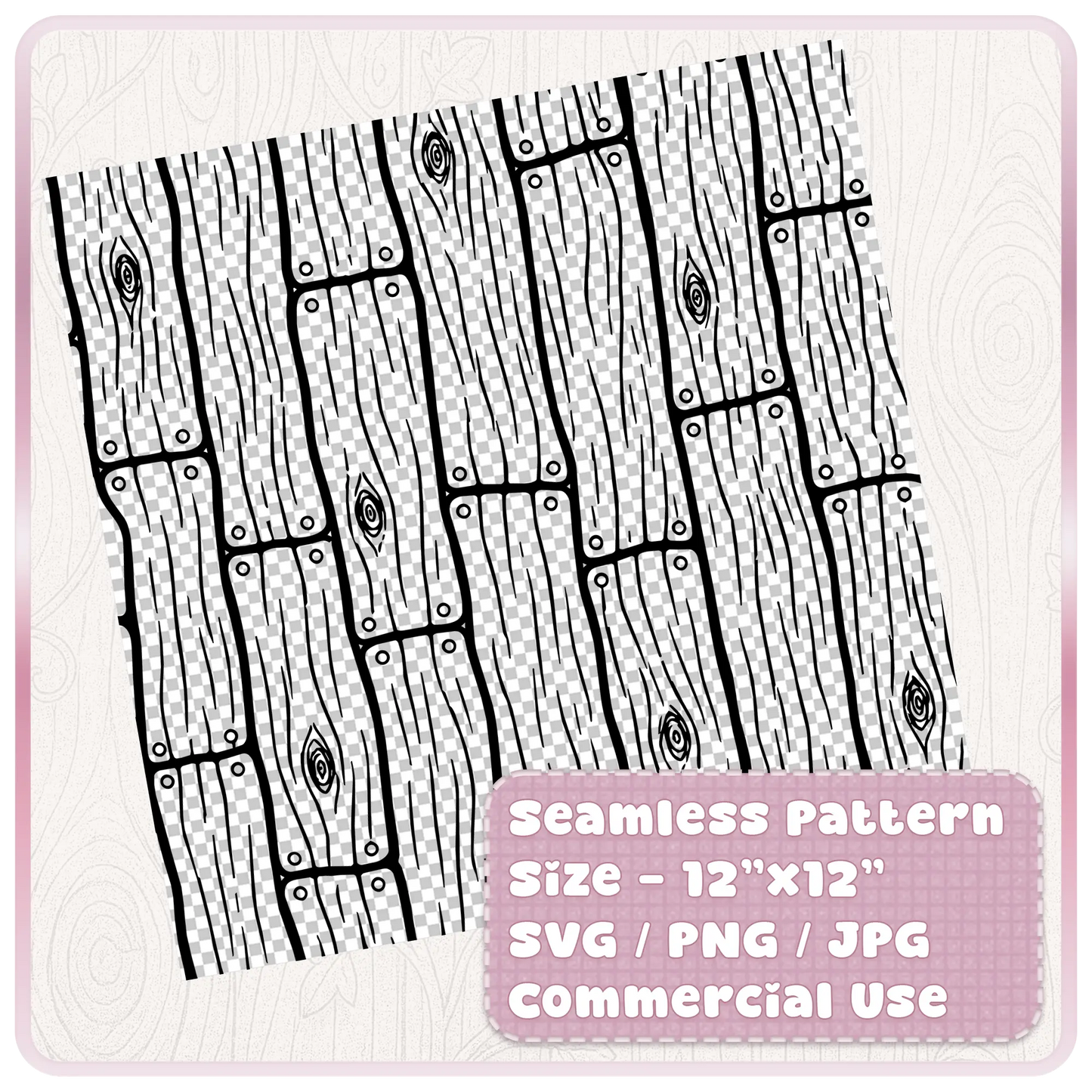 Seamless wood plank pattern 12x12 inch tileable digital paper SVG PNG JPG rustic floorboard texture