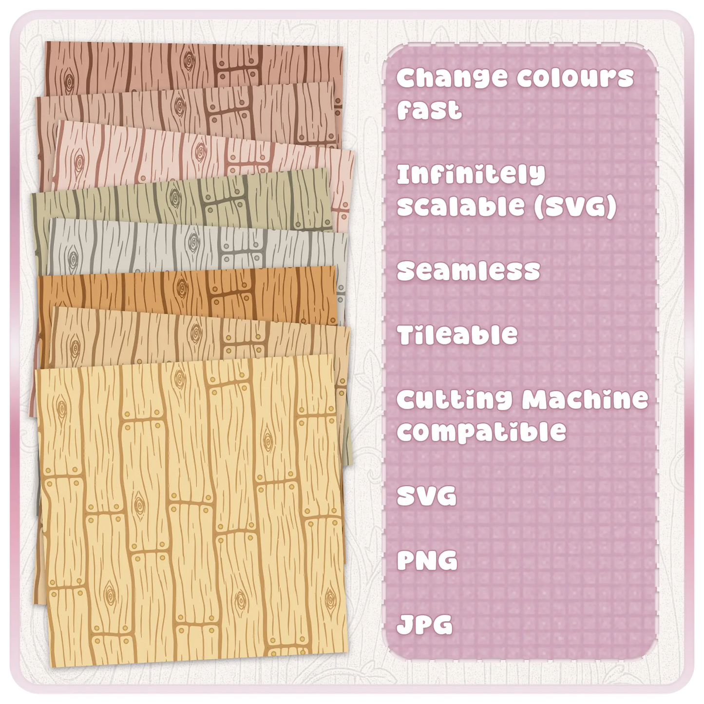 Fairytale wooden floorboards pattern with multiple colour variations rustic wood digital paper bundle
