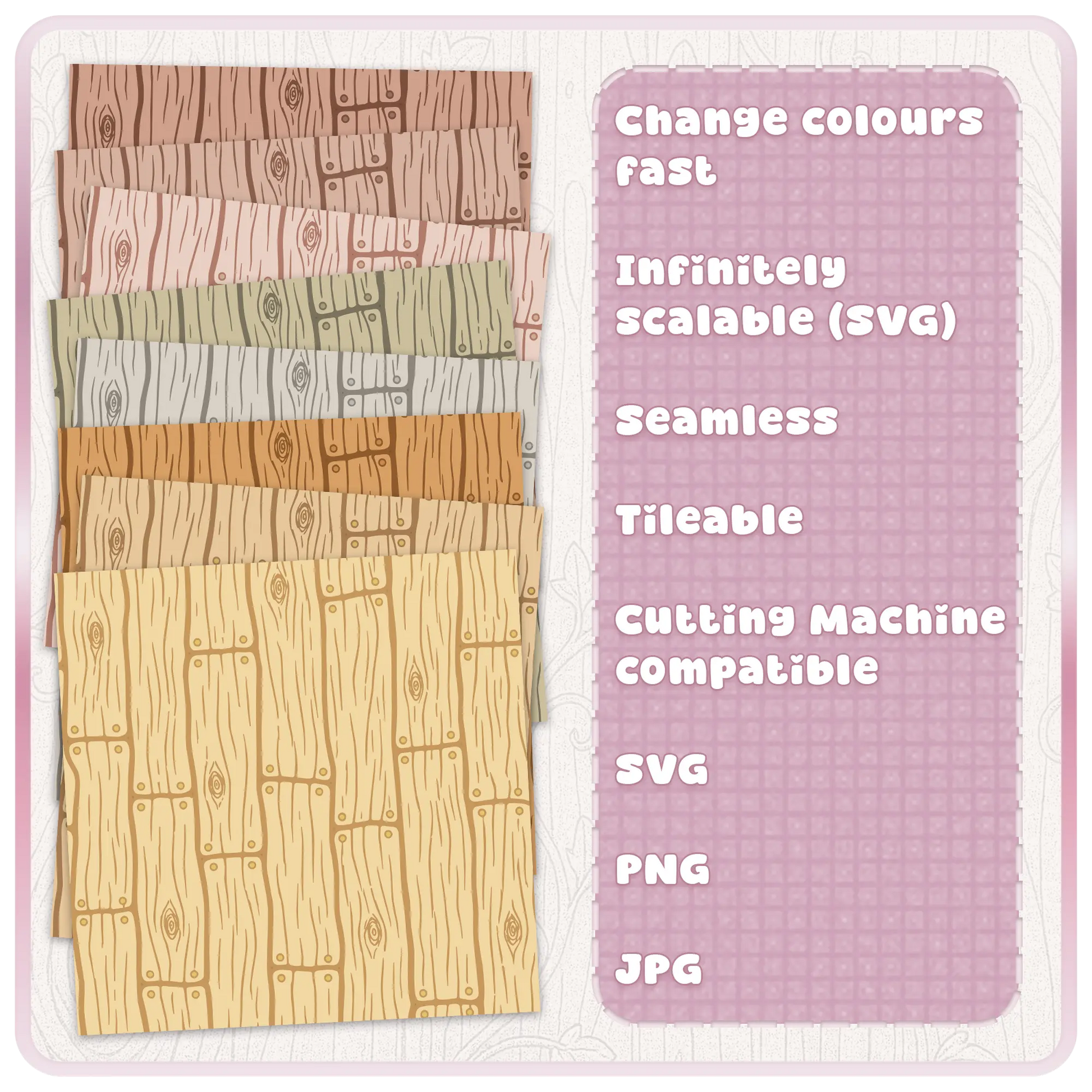 Fairytale wooden floorboards pattern with multiple colour variations rustic wood digital paper bundle