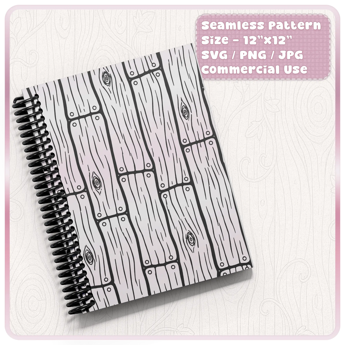 Seamless wooden floorboard pattern notebook mockup tileable rustic wood design SVG PNG JPG
