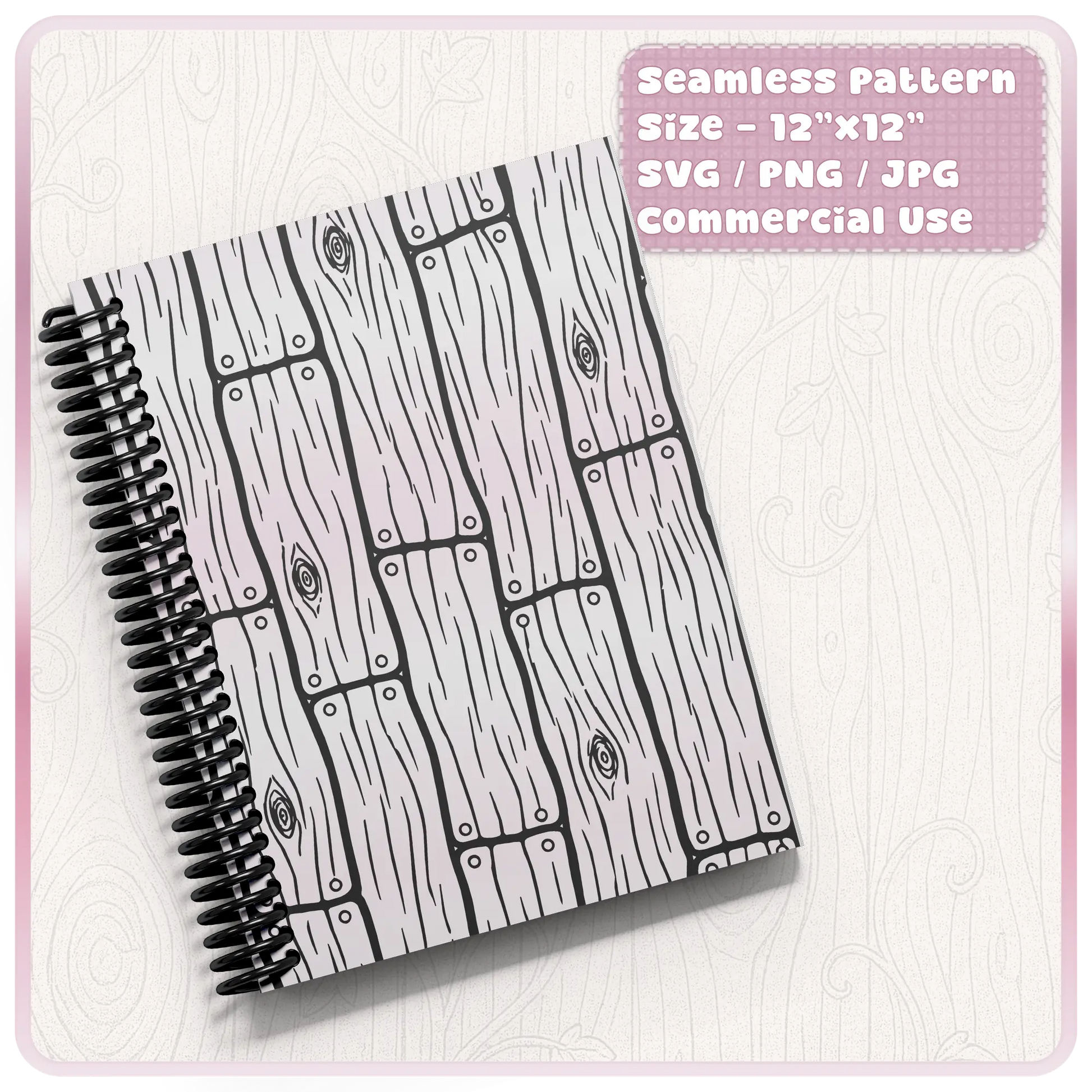 Seamless wooden floorboard pattern notebook mockup tileable rustic wood design SVG PNG JPG