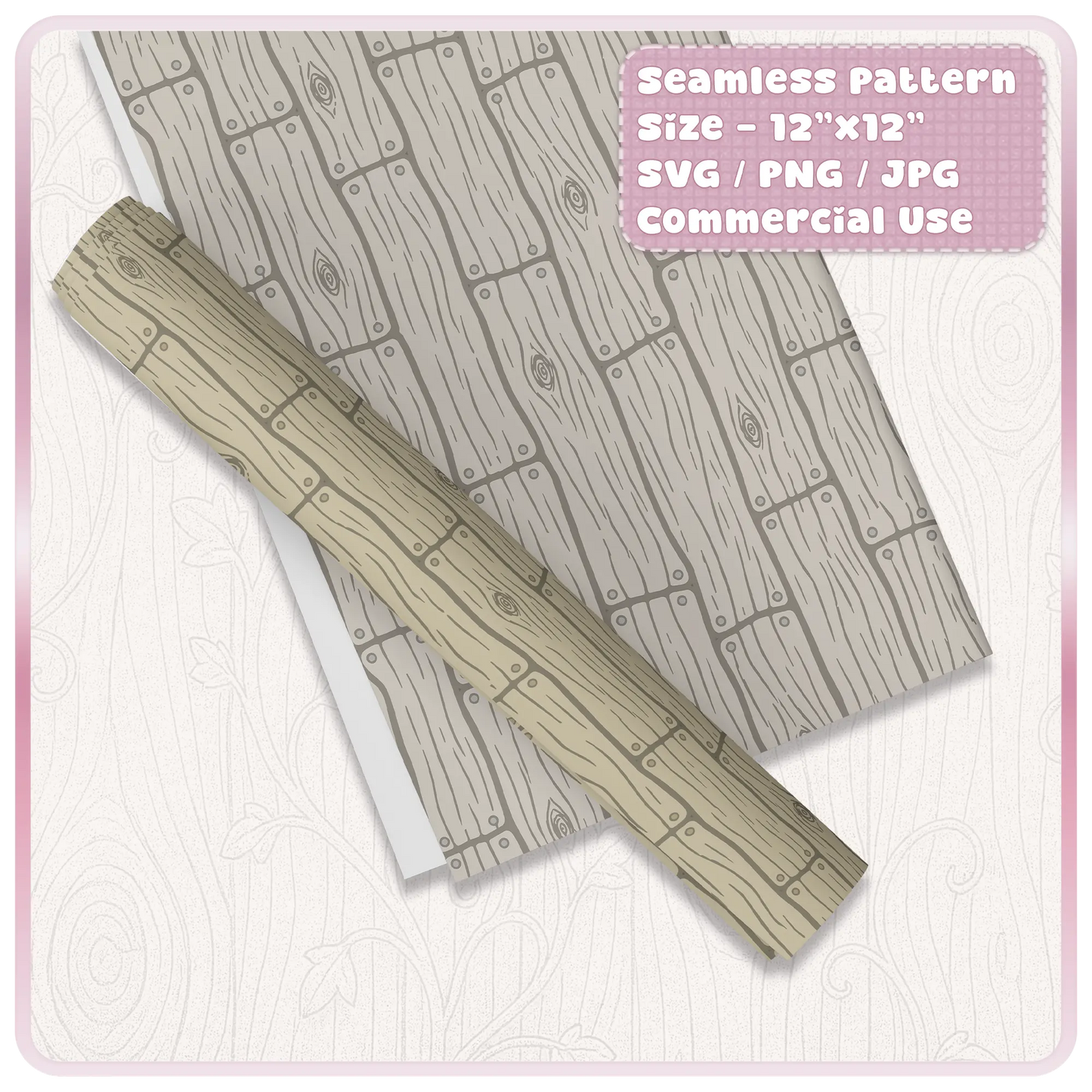 Seamless wood plank pattern wrapping paper mockup rustic fairytale wooden texture digital download