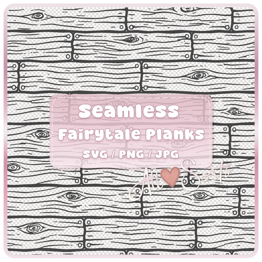 Seamless fairytale wooden floorboards pattern black and white preview tileable SVG PNG JPG digital download