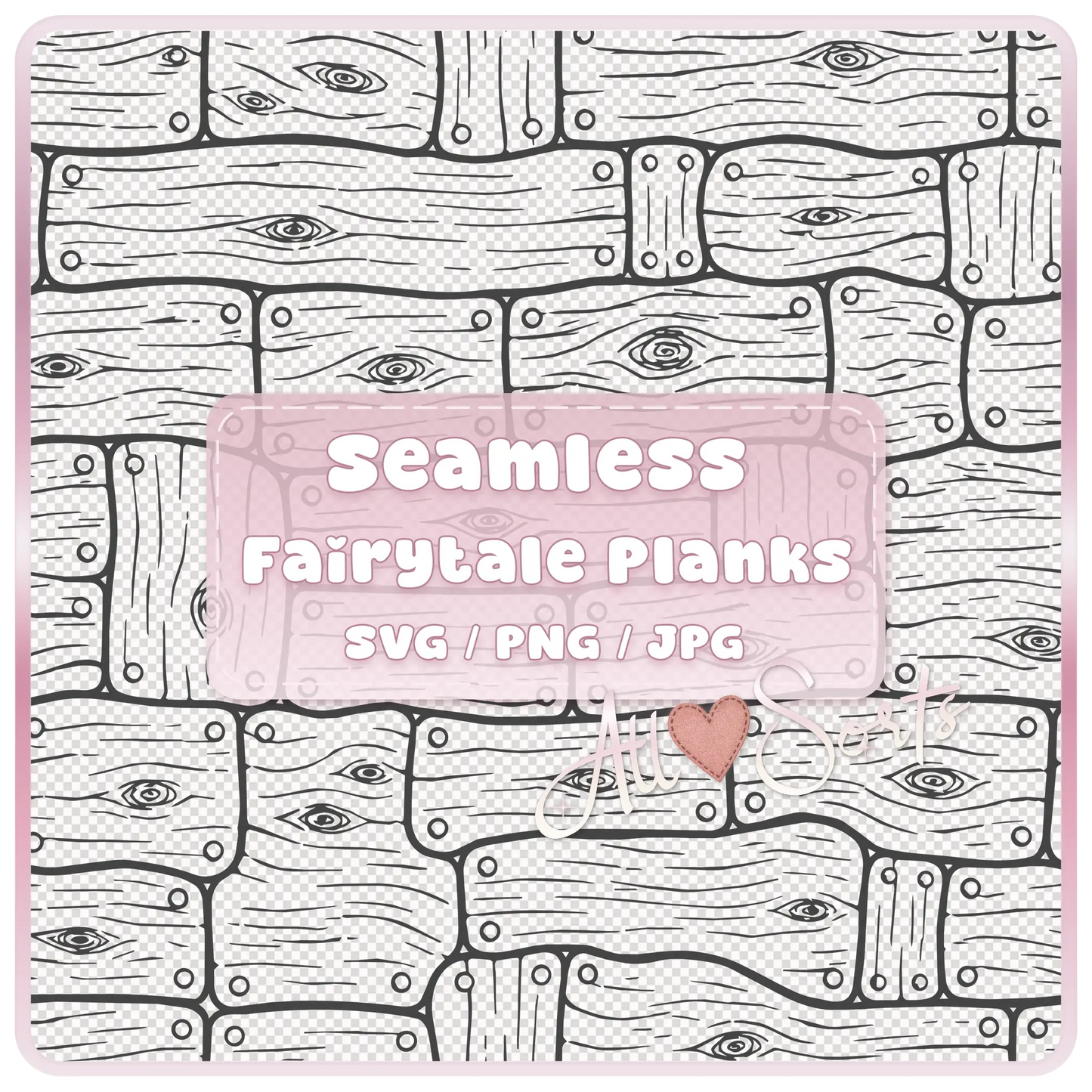 Seamless fairytale wooden floorboards pattern SVG PNG JPG digital download with rustic wood plank tileable design