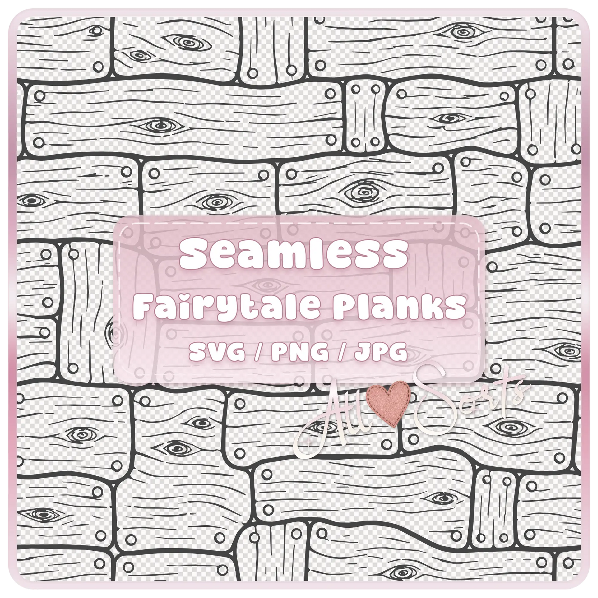 Seamless fairytale wooden floorboards pattern SVG PNG JPG digital download with rustic wood plank tileable design