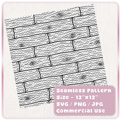 Black and white seamless wooden floorboard pattern tile preview in SVG PNG JPG format for digital paper and surface pattern design