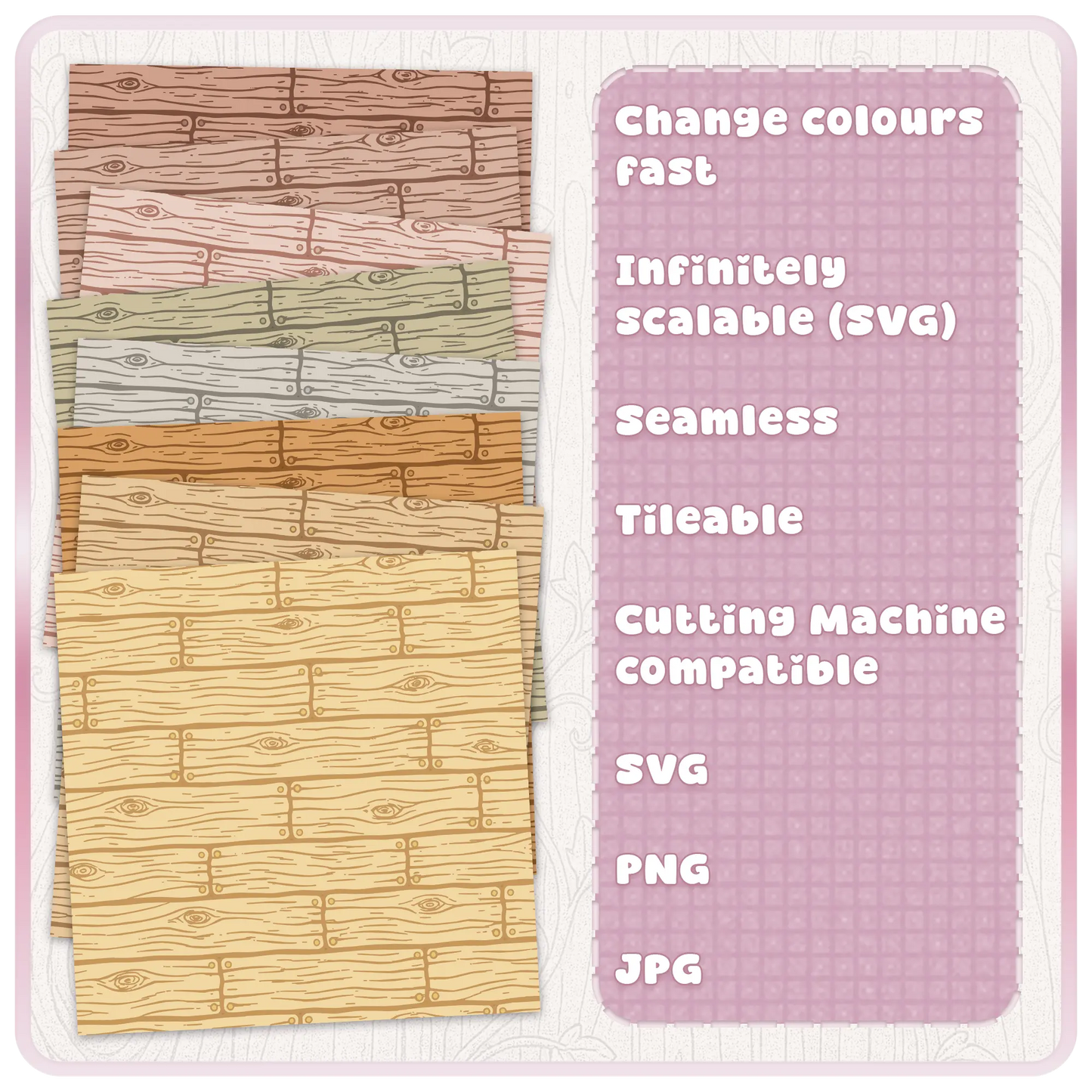 Wooden floorboards seamless pattern in multiple color variations rustic digital paper bundle