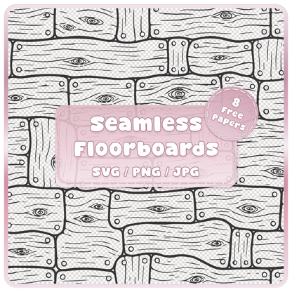 Fairytale floorboards seamless wood pattern overlay SVG PNG JPG with whimsical wooden planks, rustic grain and 8 bonus colour papers.