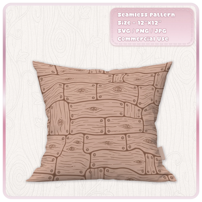 Dusty pink fairytale wooden floorboards seamless pattern on a decorative cushion, showing whimsical rustic planks and hand-drawn wood grain.