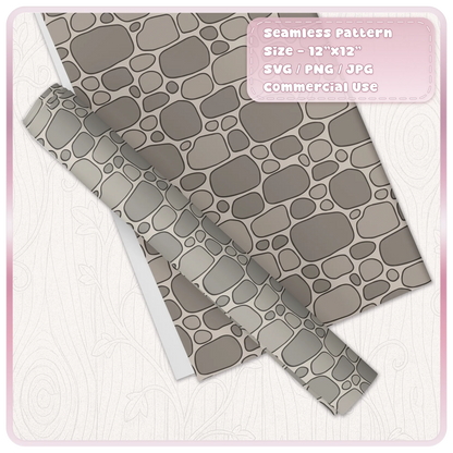 Grey rounded cobblestone seamless pattern printed on wrapping paper and decorative craft paper roll