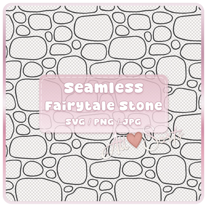 Seamless fairytale stone pattern SVG PNG JPG digital download featuring a tileable fantasy stone wall texture with commercial use rights