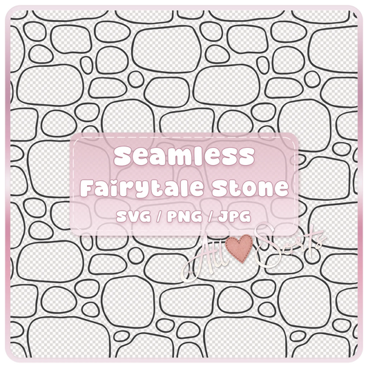 Seamless fairytale stone pattern SVG PNG JPG digital download featuring a tileable fantasy stone wall texture with commercial use rights