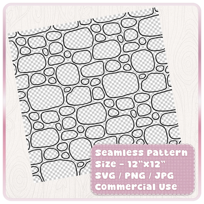 Seamless fairytale stone wall pattern digital paper shown as a repeating tileable texture in SVG PNG and JPG formats