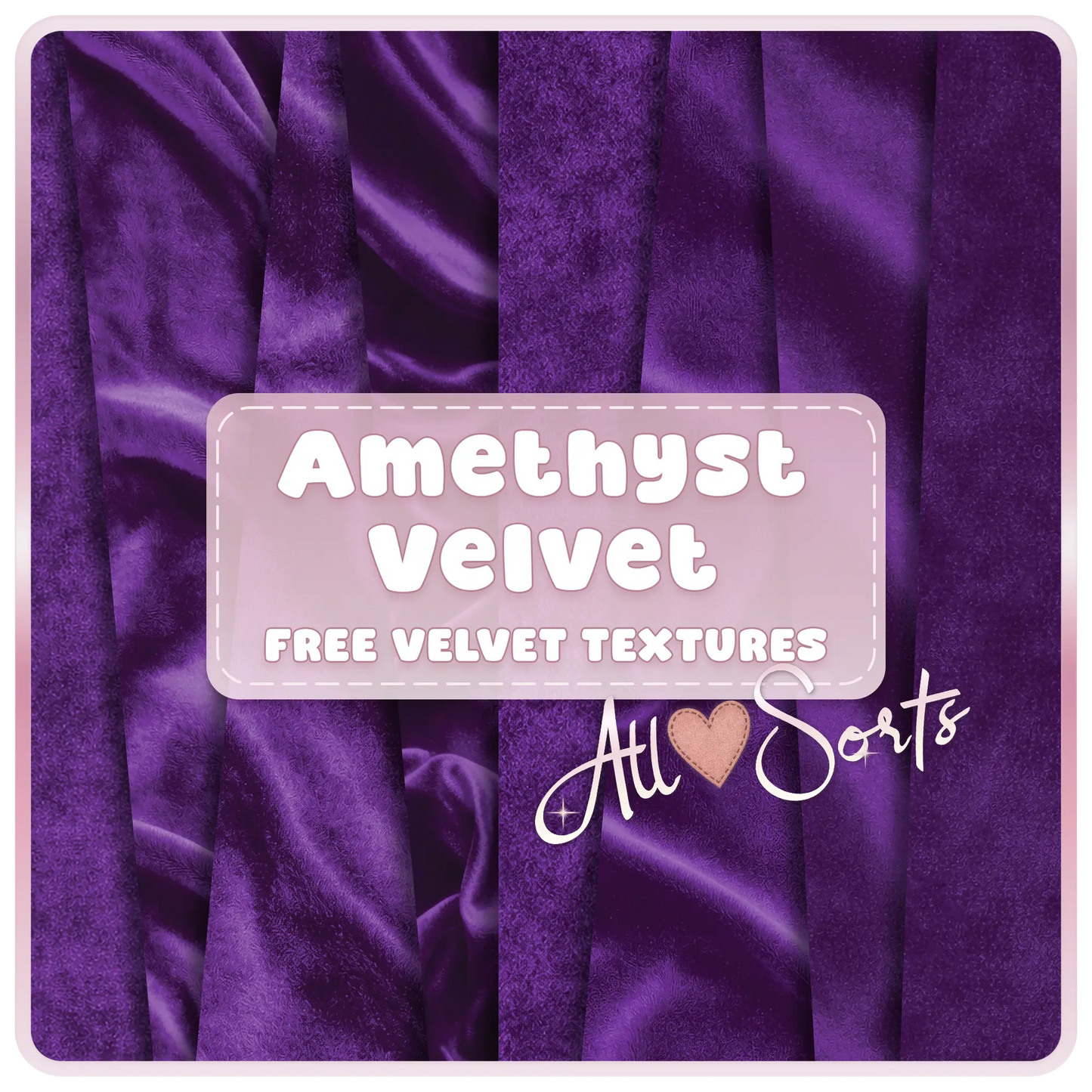 Amethyst velvet seamless digital paper pack preview featuring luxury purple fabric textures with soft folds and rich velvet sheen