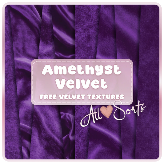 Amethyst velvet seamless digital paper pack preview featuring luxury purple fabric textures with soft folds and rich velvet sheen
