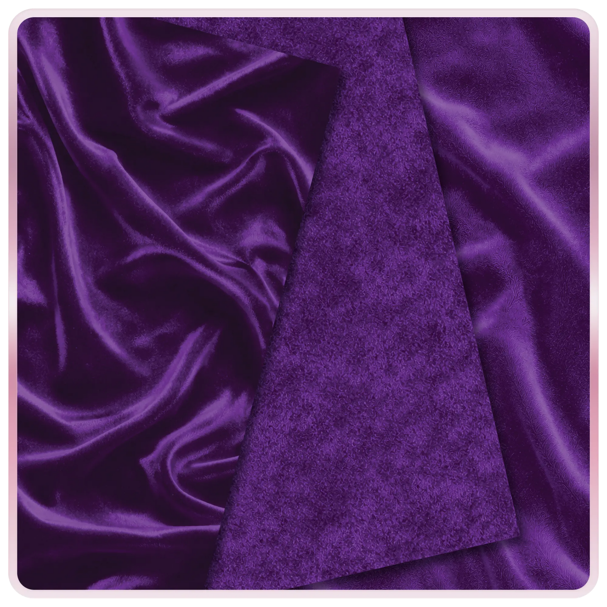 Seamless purple velvet fabric texture with rich amethyst tones and soft light reflections, elegant background pattern