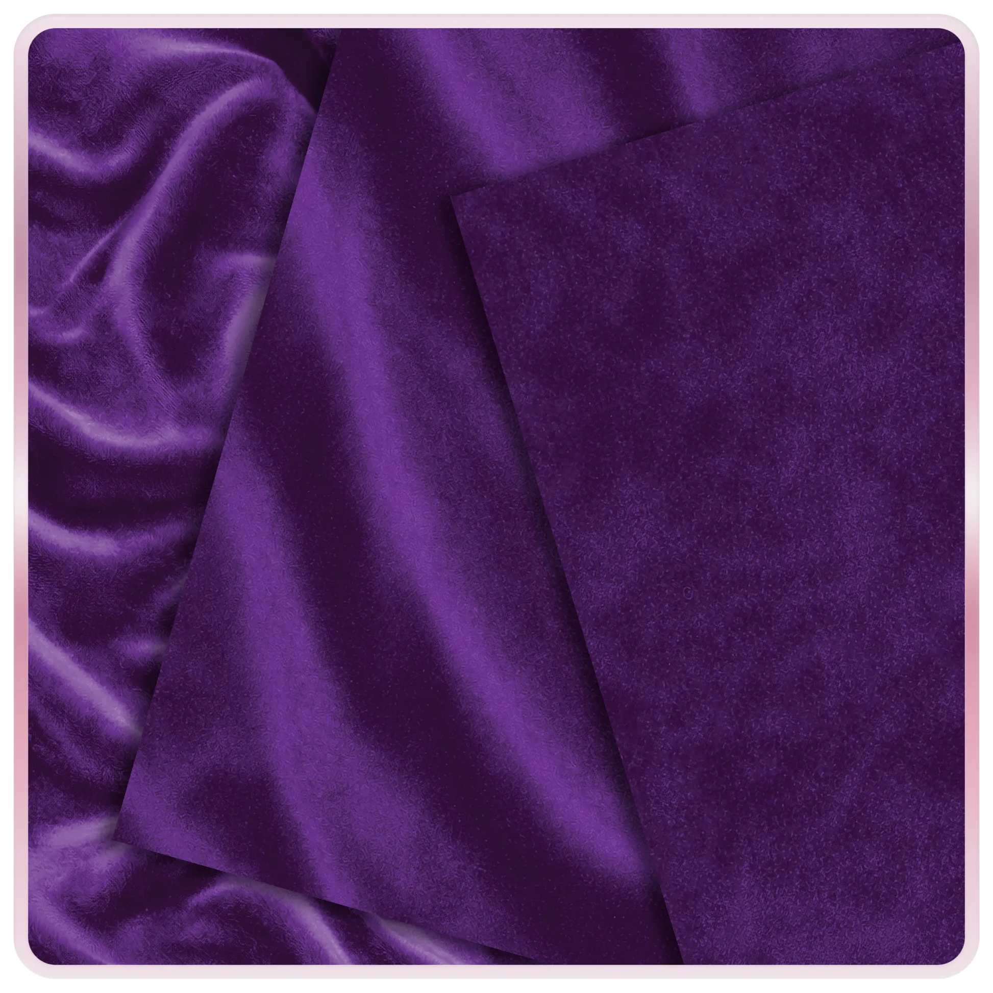 Amethyst velvet seamless pattern with realistic fabric grain and flowing folds, high resolution luxury texture background