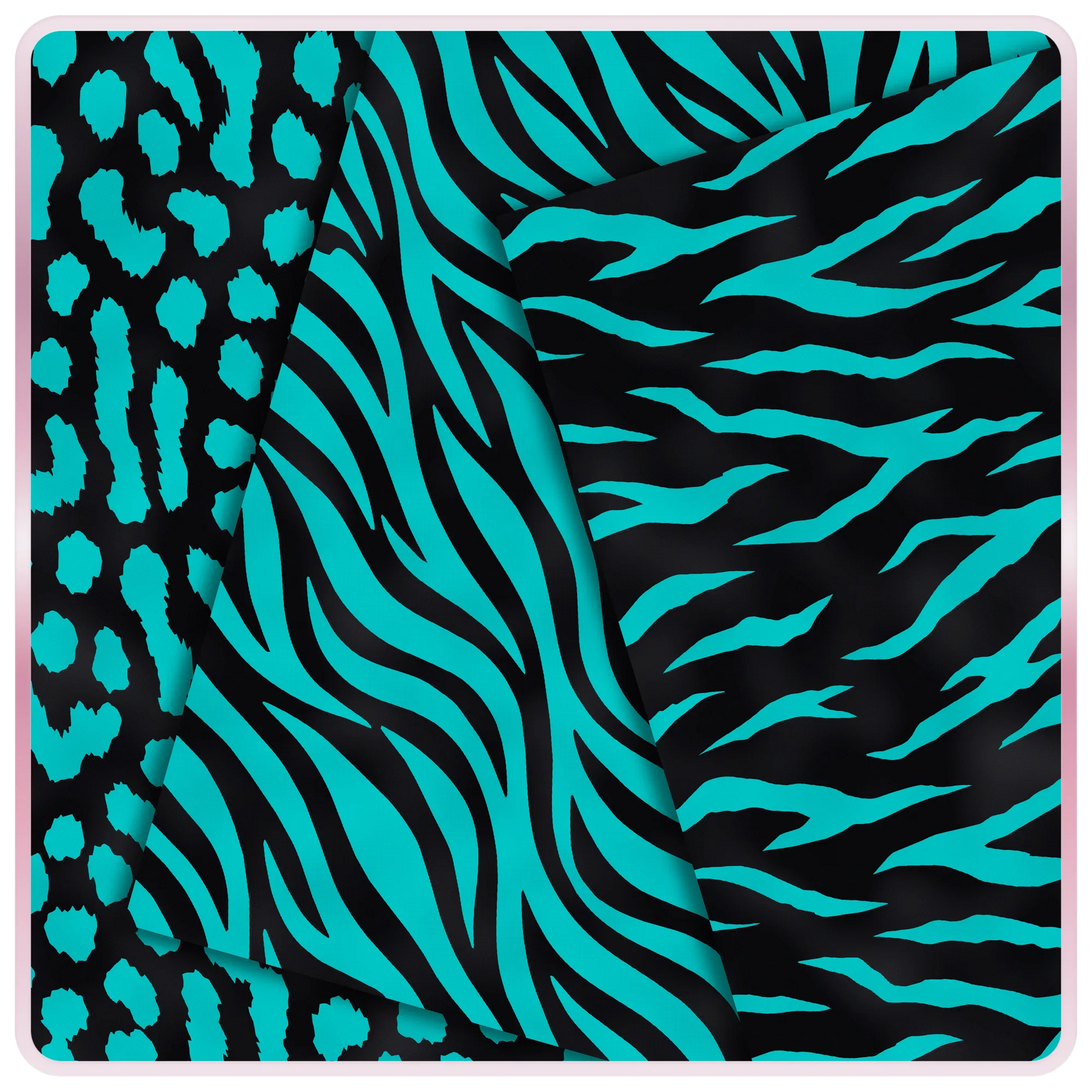 Free aqua and black zebra, tiger stripe, and leopard animal print seamless JPG digital papers for printables, craft projects, and digital designs.