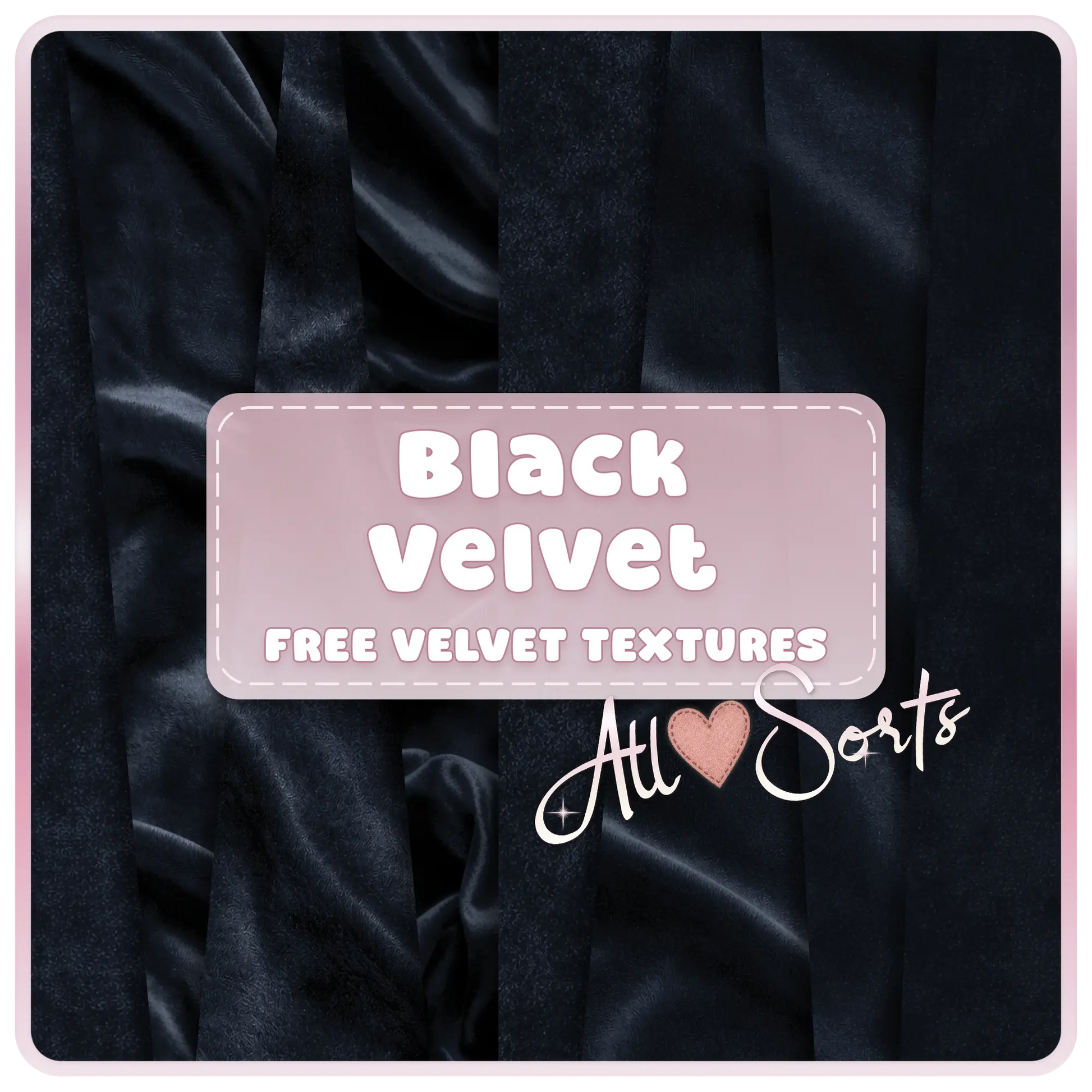 Black velvet seamless digital paper pack preview featuring luxury dark fabric textures with soft folds and elegant sheen background