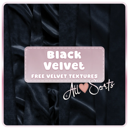 Black velvet seamless digital paper pack preview featuring luxury dark fabric textures with soft folds and elegant sheen background