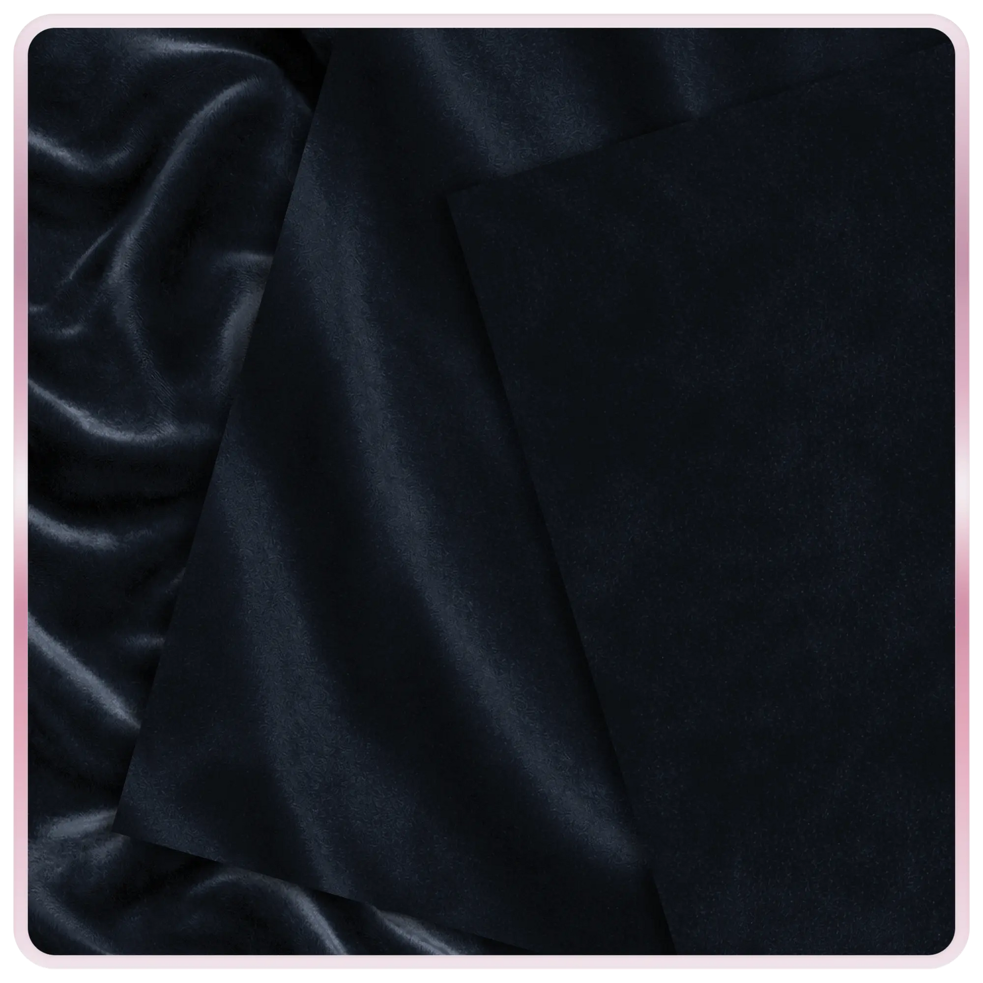 Dark black velvet seamless pattern with realistic fabric grain and soft folds, high resolution luxury texture background
