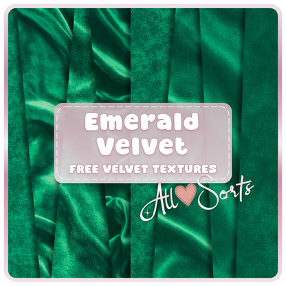 Emerald velvet seamless digital paper pack preview featuring rich green luxury fabric textures with soft folds