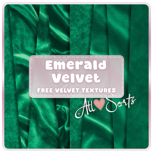 Emerald velvet seamless digital paper pack preview featuring rich green luxury fabric textures with soft folds