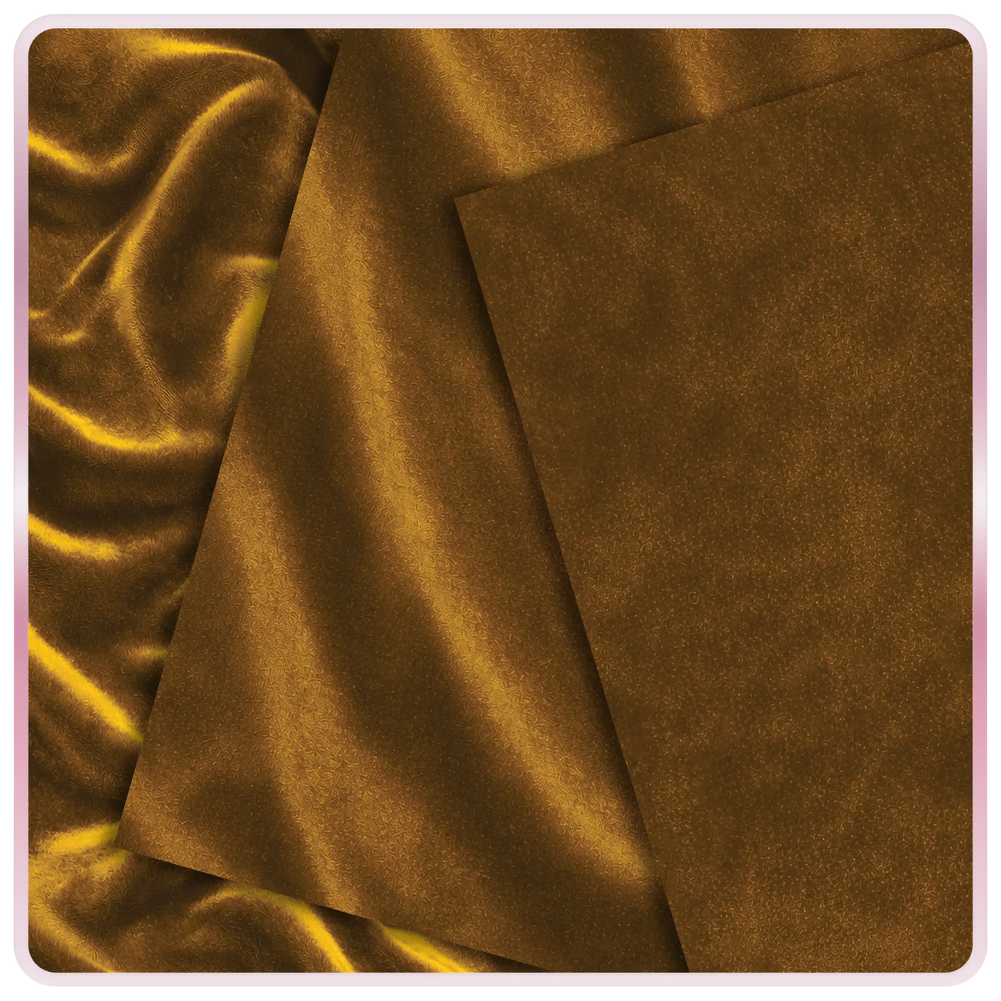 Gold velvet seamless pattern with realistic fabric grain and flowing folds, high resolution metallic texture background