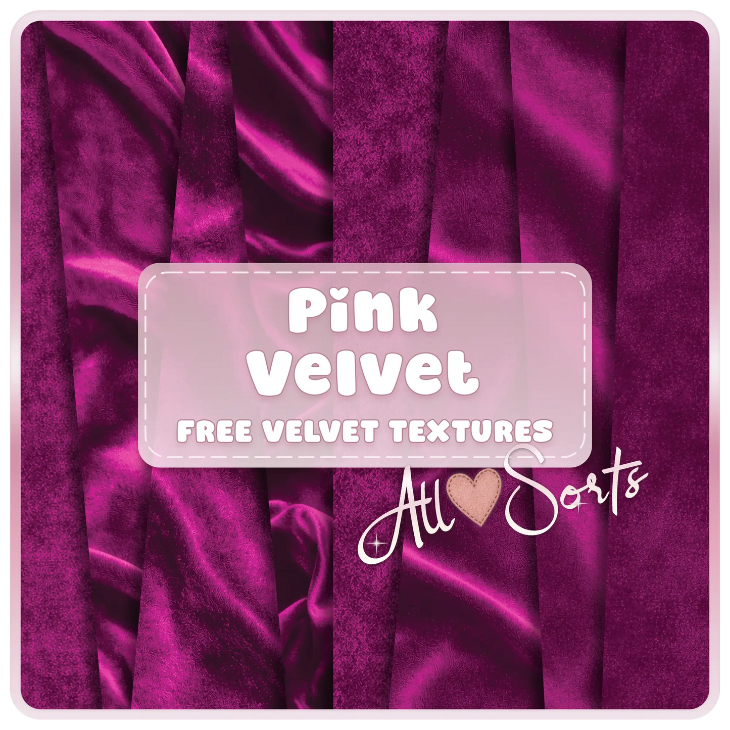 Pink velvet seamless digital paper pack preview featuring luxury magenta fabric textures with soft folds and elegant sheen background