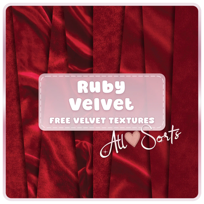 Ruby velvet seamless digital paper pack preview featuring luxury red fabric textures with soft folds and rich velvet sheen