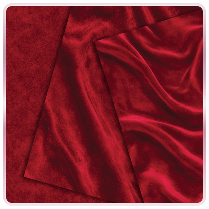 Ruby velvet seamless texture with smooth draped fabric folds and deep red tones, luxury fabric background