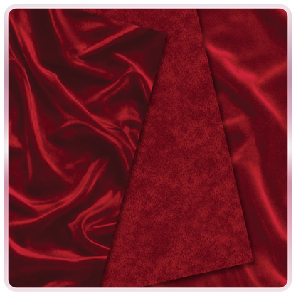 Seamless red velvet fabric texture with rich ruby tones and soft light reflections, elegant luxury background pattern