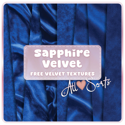 Sapphire velvet seamless digital paper pack preview featuring deep blue luxury fabric textures with soft folds and rich sheen